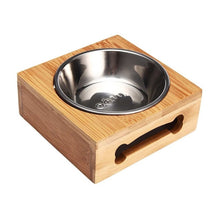 Load image into Gallery viewer, Double Single Dog Bowls for Pet Puppy Stainless Steel Bamboo Rack Food Water Bowl Feeder Pet Cats Feeding Dishes Dogs Drink Bowl